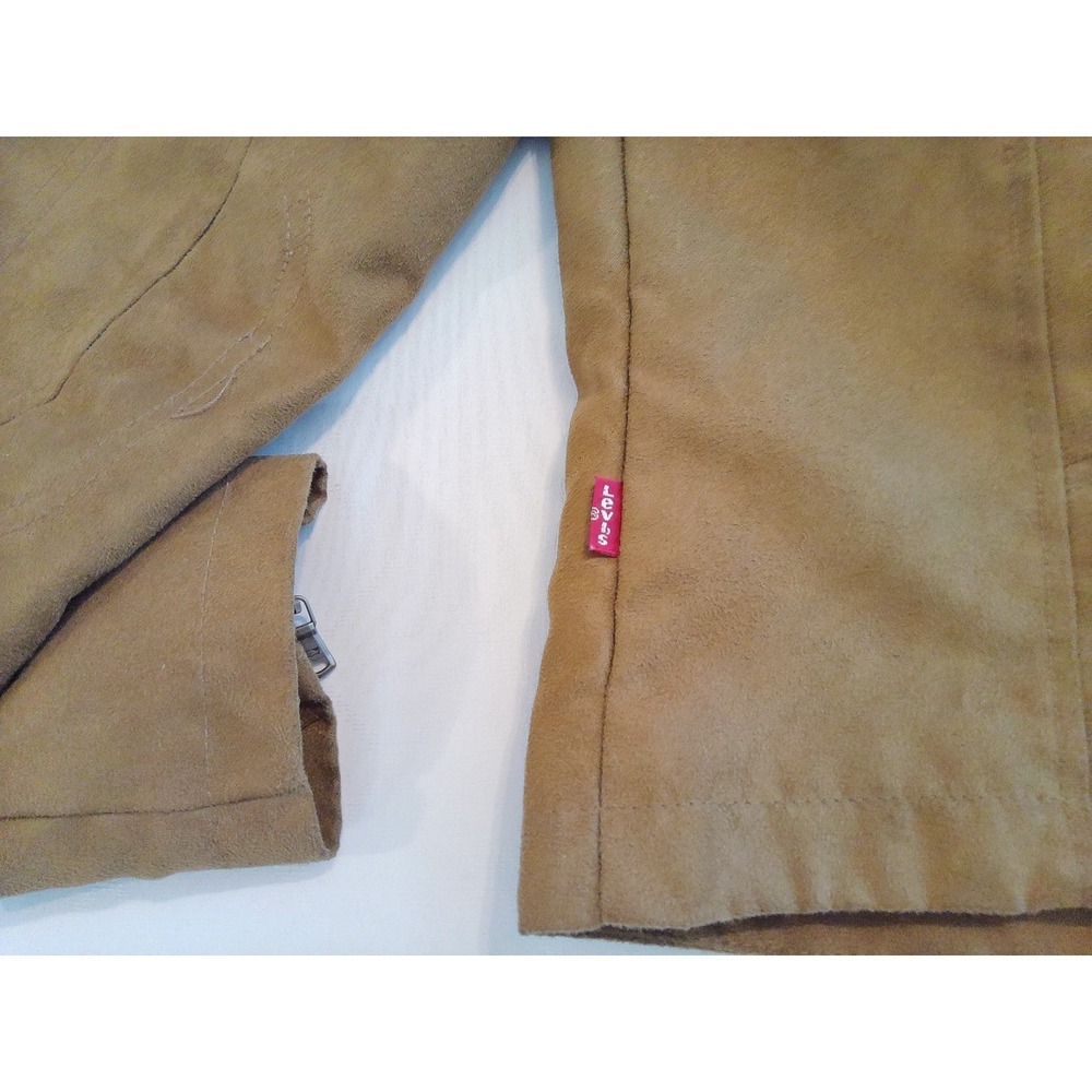 Levi's Womens Tan Faux Suede Moto Biker Jacket Zip Medium - Picture 5 of 5
